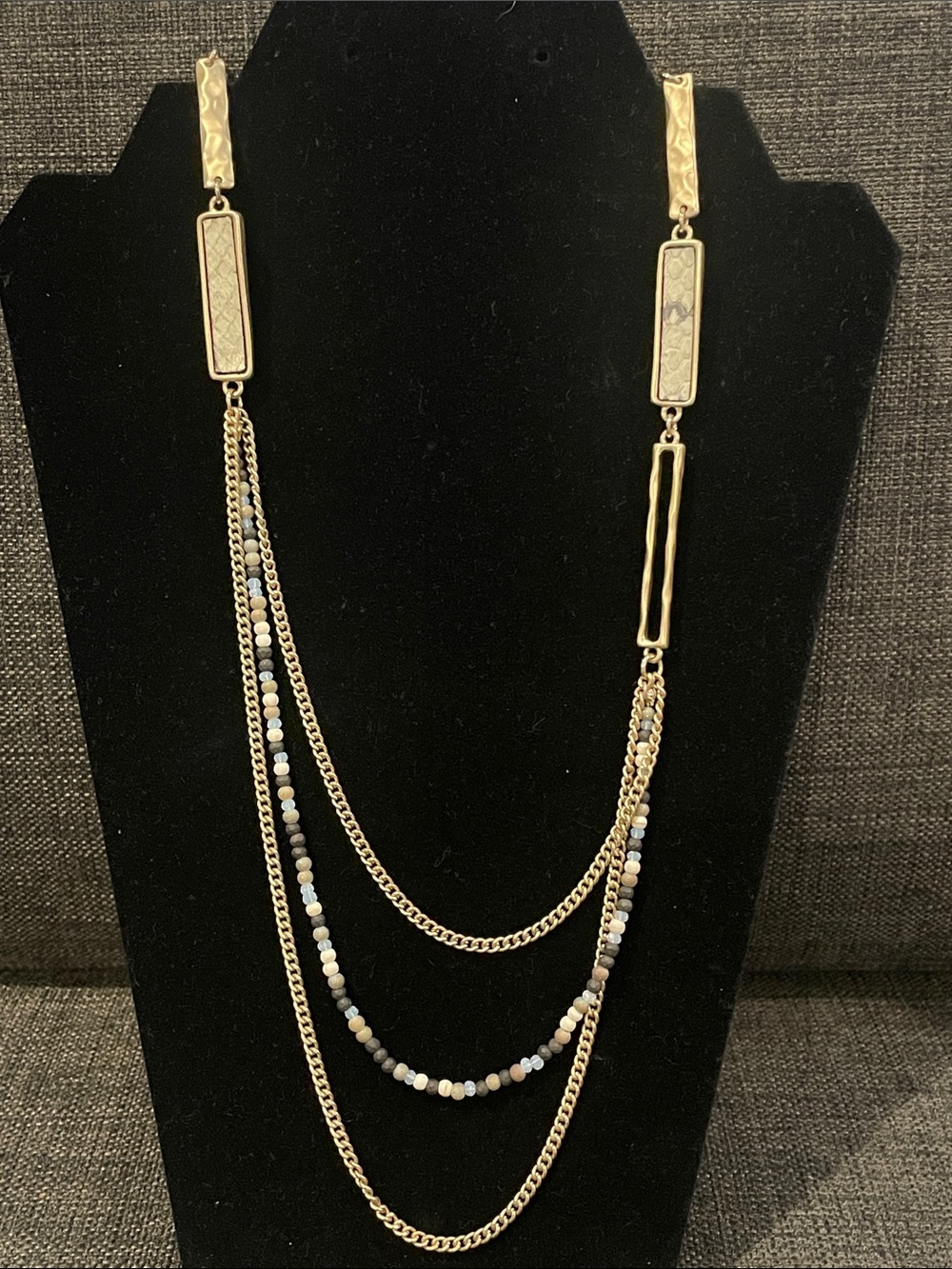 Gold-Tone Multi Strand Beaded Necklace